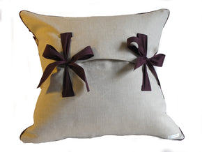 Antique textile handmade pillow with bow closure