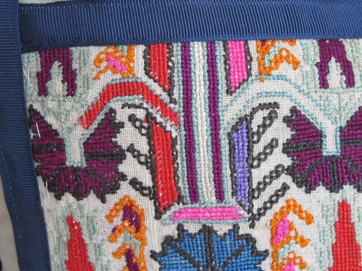 19th century embroidered pillow by mary jane mccarty