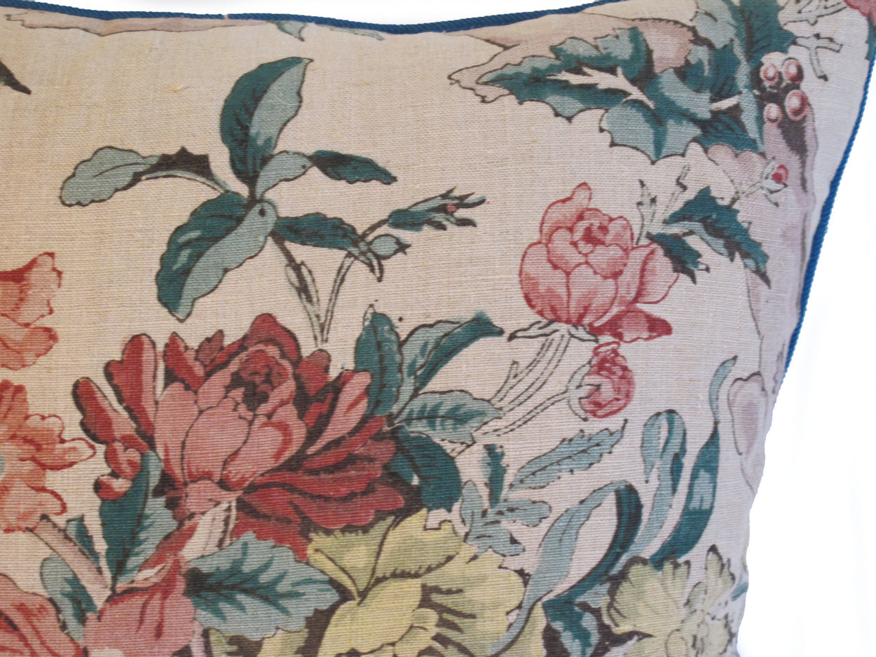 English Printed linen pillow by mary jane mccarty